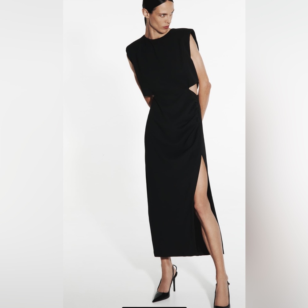 Zara Black Sleeveless Cut-Out Dress